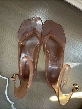 Chloé Translucent Brown Jelly Slingback Sandals